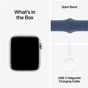 Išmanusis laikrodis Apple Watch SE, 44 mm, GPS + Cellular, sport band, M/L, silver aluminium / denim  Prekė-MXGQ3ET/A