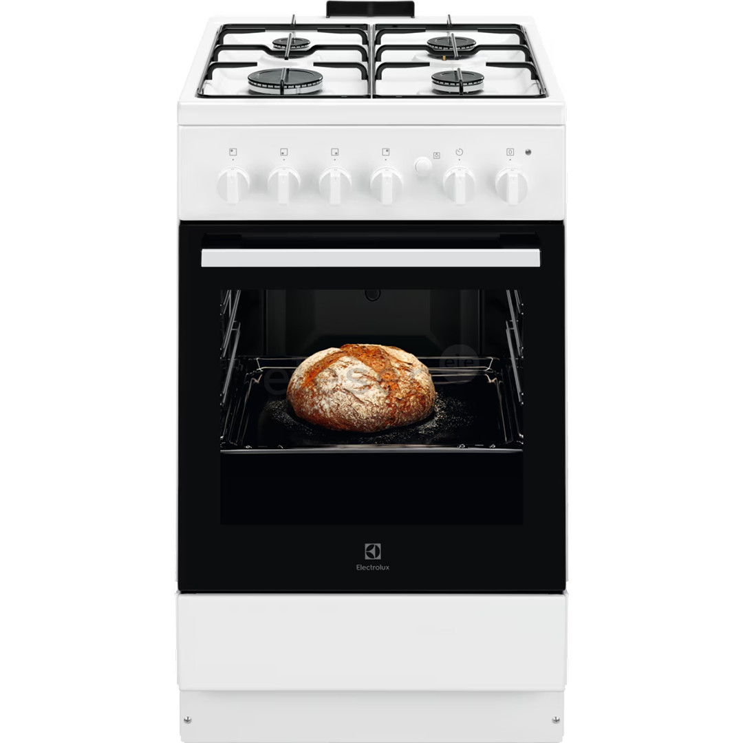 Electrolux, 59 L, width 50 cm, white - Gas cooker with gas oven