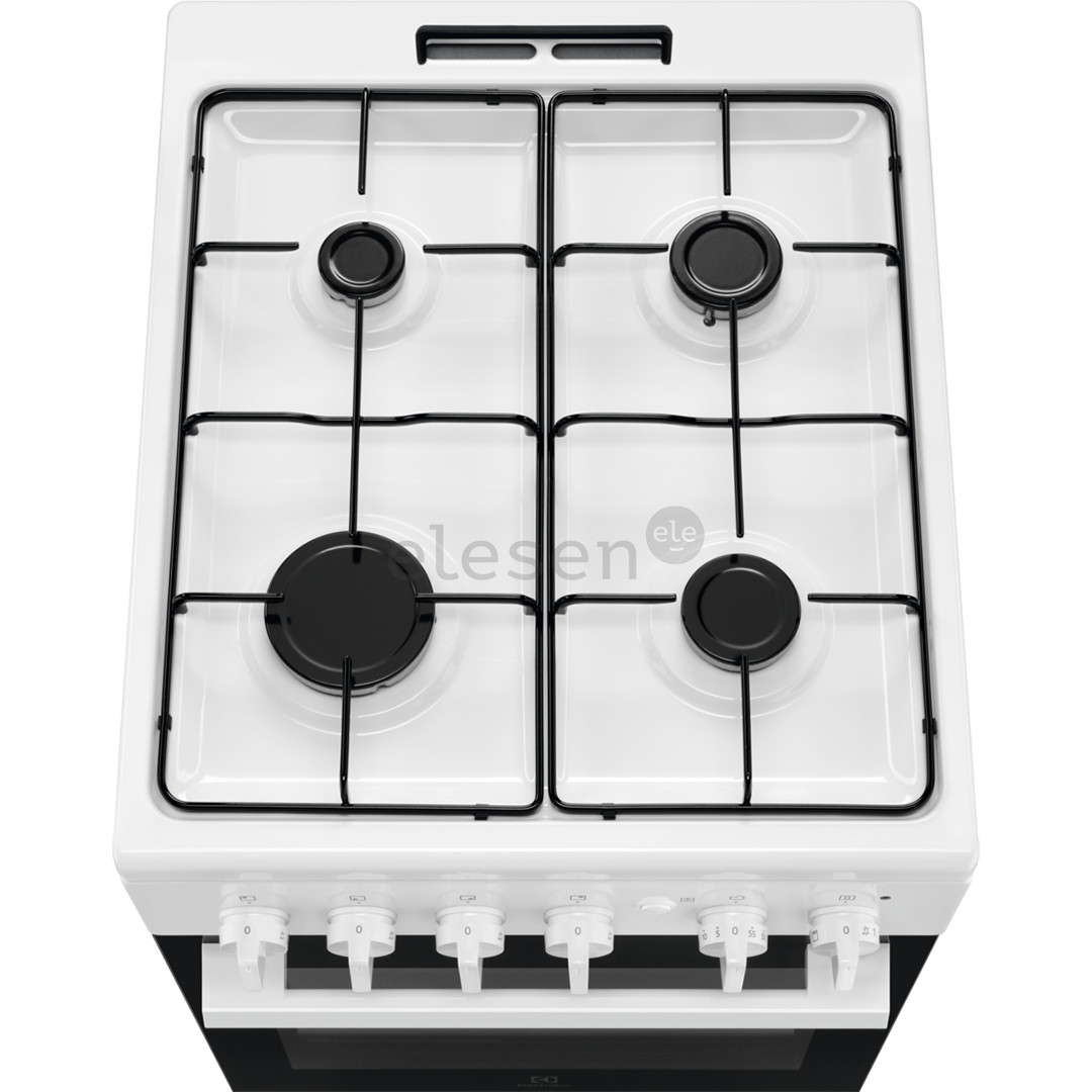 Electrolux, 59 L, width 50 cm, white - Gas cooker with gas oven