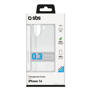 Dėklas SBS Skinny cover, iPhone 16, skaidrus Prekė-TESKINIP1661T