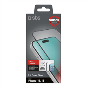 Ekrano apsauga SBS Full Cover Glass Screen Protector, iPhone 16 / 15 Prekė-TESCRFCIP1661