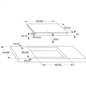 Gorenje, width 59,5 cm, frameless, white - Built-in induction hob