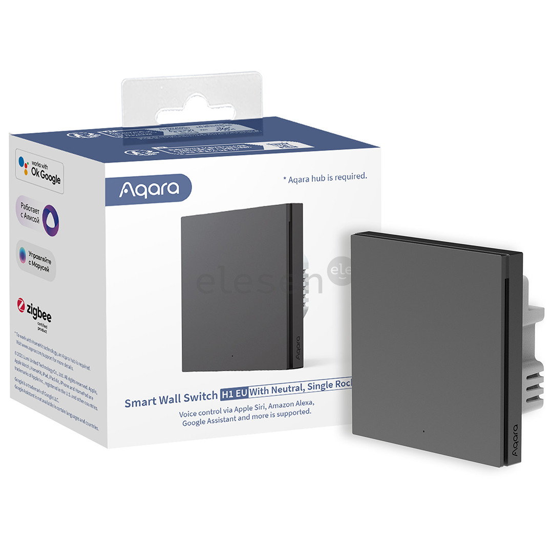 Aqara Wall Switch H1 EU, нейтраль, серый - Умный переключатель