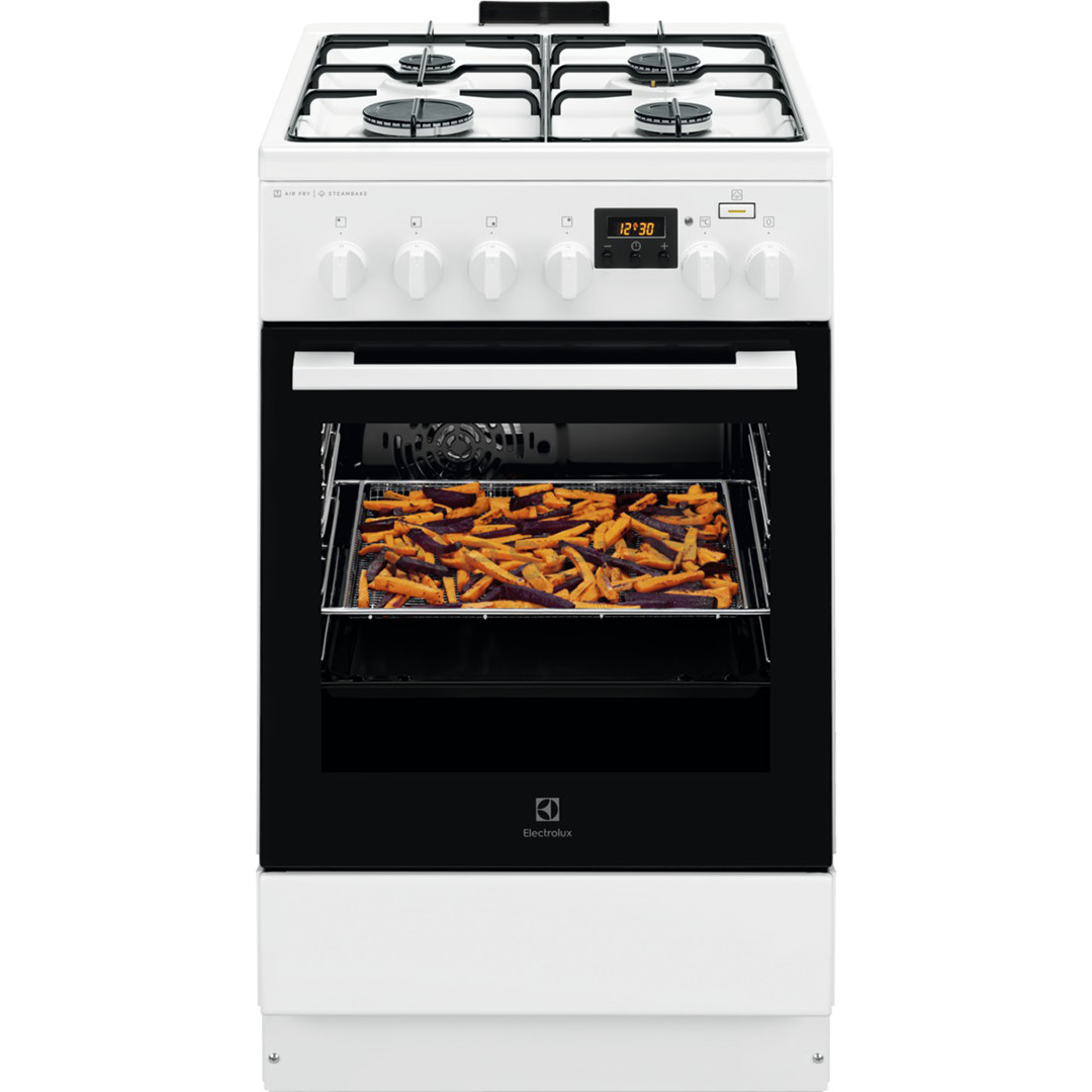 Electrolux 600 Series SteamBake, 58 L, white - Gas cooker with electric oven