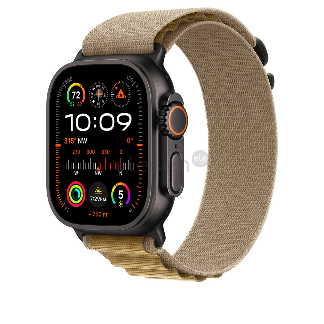 Apple Watch Alpine Loop, 49 мм, Large, черный титан, коричневый  - Ремешок для часов