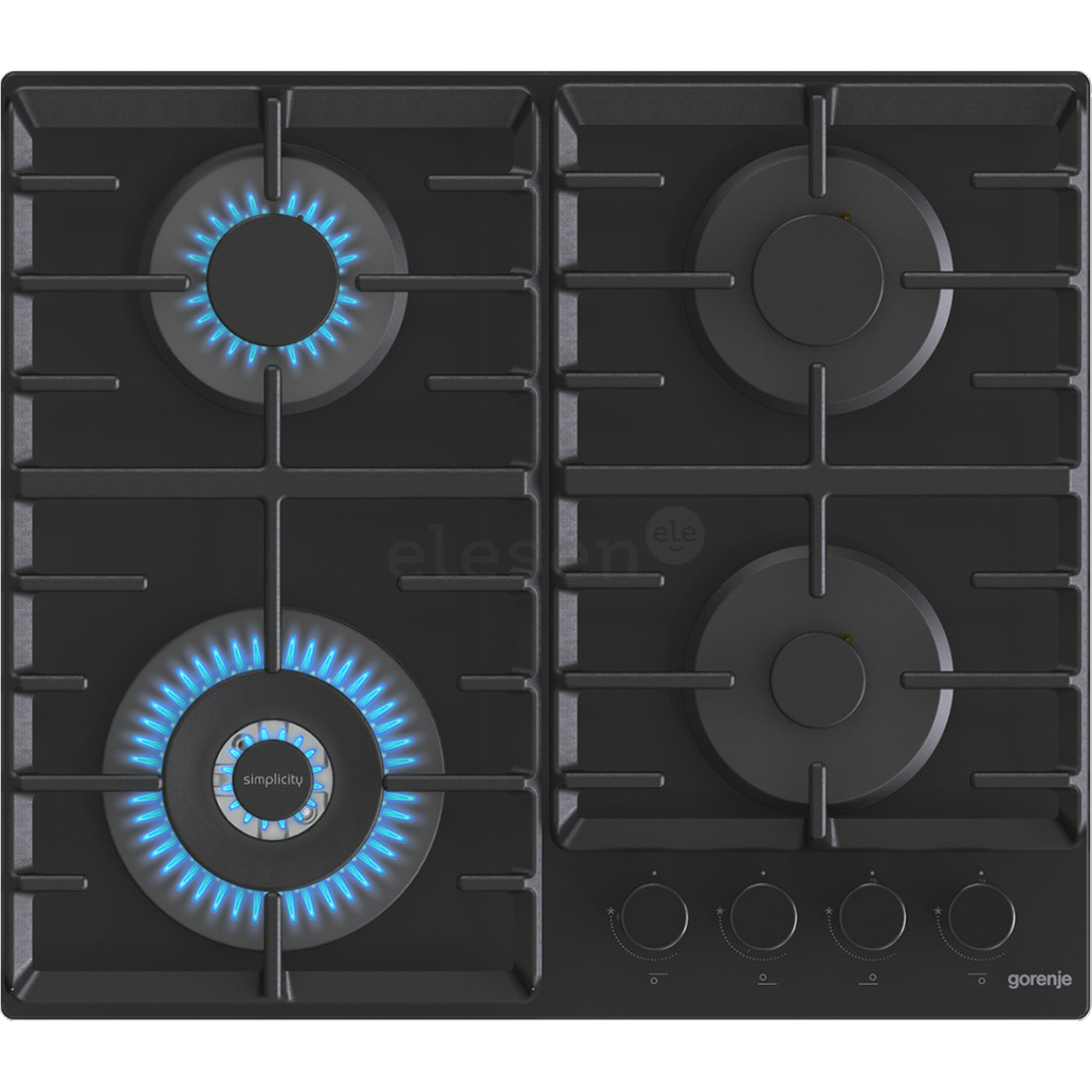 Gorenje, width 60 cm, black - Built-in gas hob