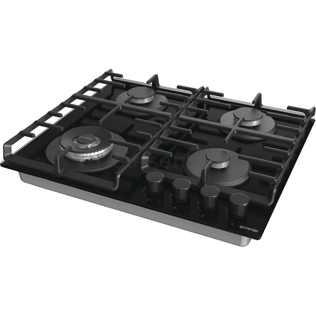 Gorenje, width 60 cm, black - Built-in gas hob