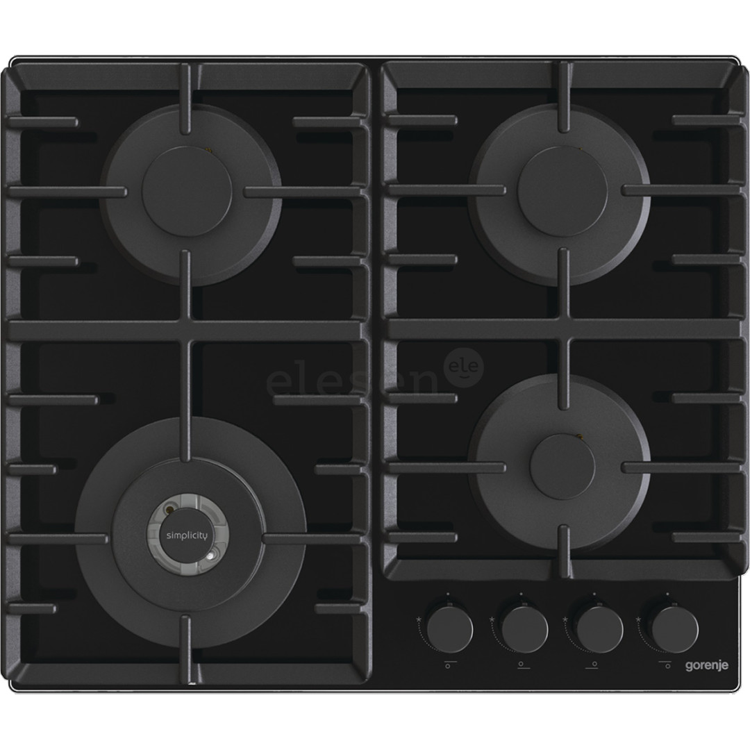 Gorenje, width 60 cm, black - Built-in gas hob
