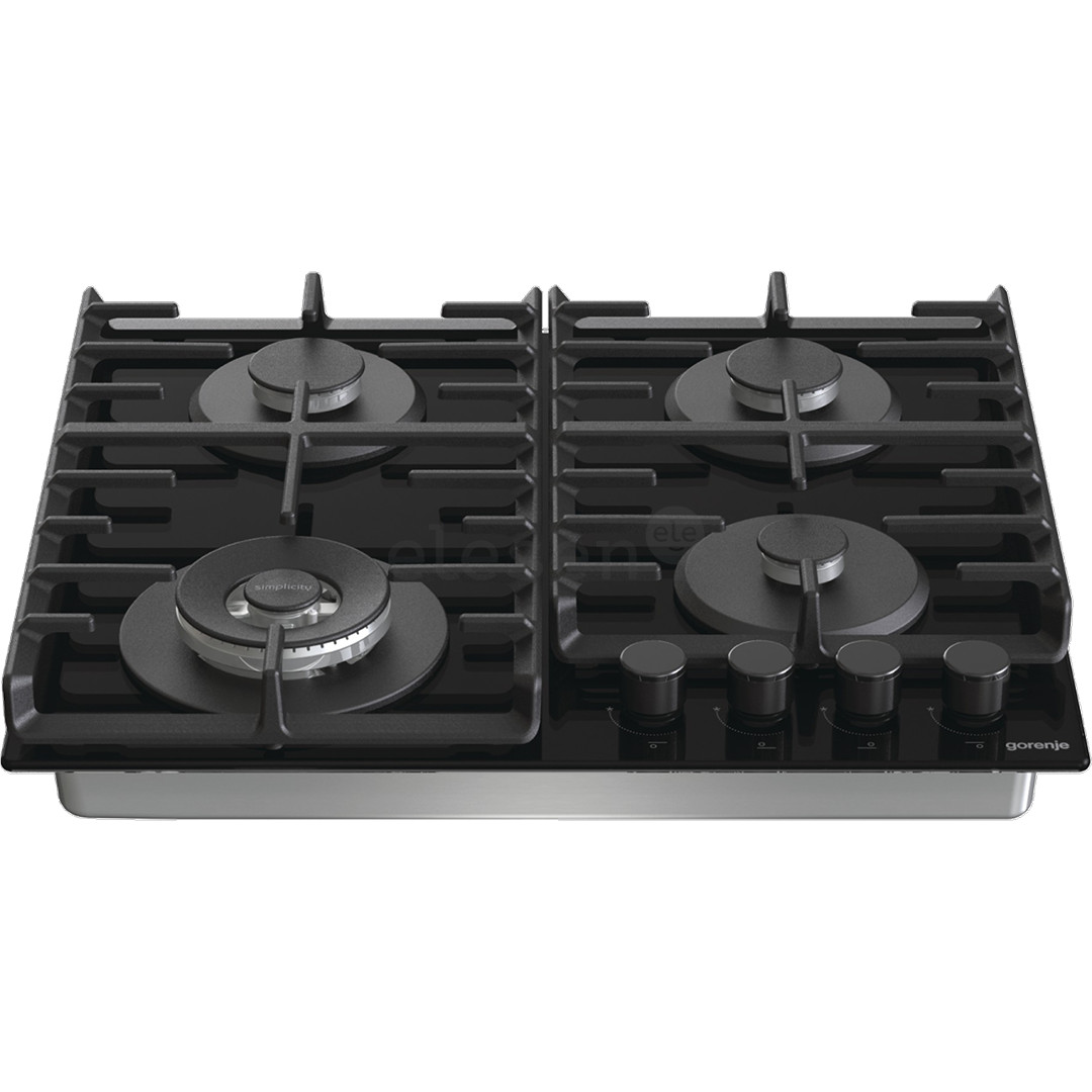 Gorenje, width 60 cm, black - Built-in gas hob