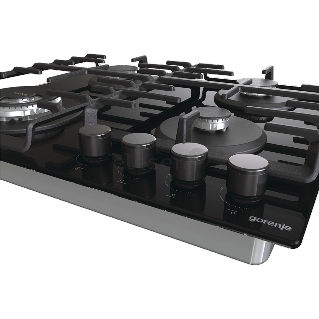 Gorenje, width 60 cm, black - Built-in gas hob