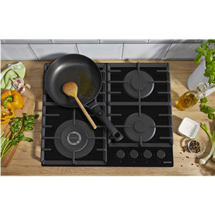 Gorenje, width 60 cm, black - Built-in gas hob