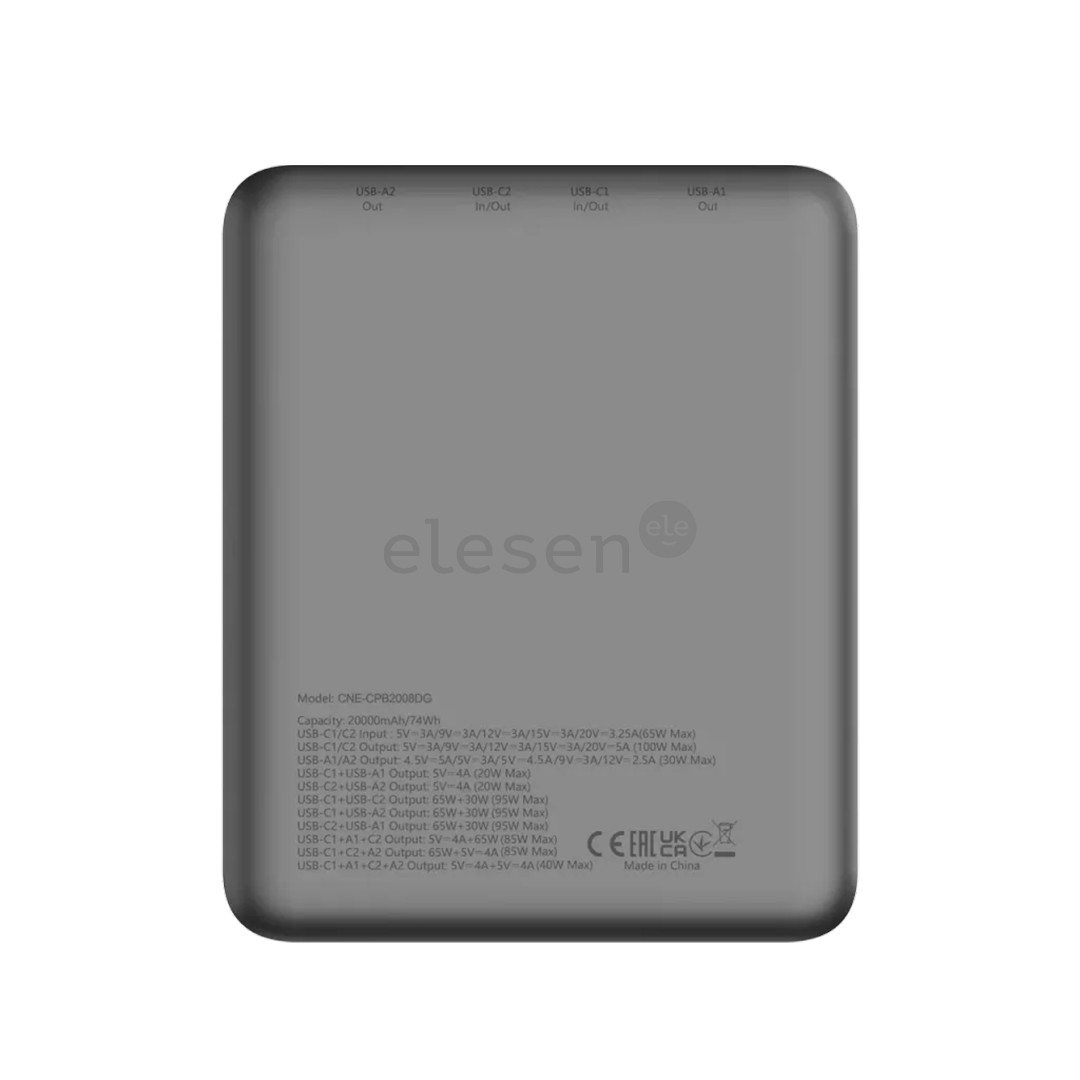 Canyon PB-2008, 100 W, 20000 mAh, dark gray - Power bank