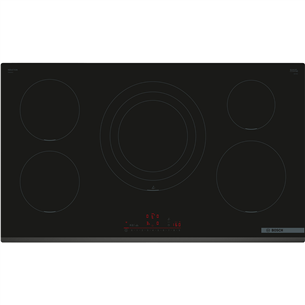 Integruota indukcinė kaitlentė Bosch, Series 6, plotis 90 cm, be rėmelio, juoda Prek4-PIV931HC1E PIV931HC1E