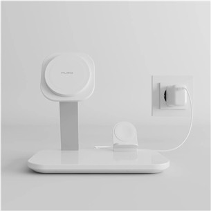 Puro Mag Station 3-in-1 Desk Stand, MagSafe, Qi2, белый - Зарядная док-станция