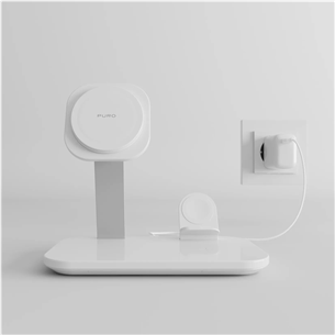 Puro Mag Station 3-in-1 Desk Stand, MagSafe, Qi2, balta - Įkrovimo stotelė