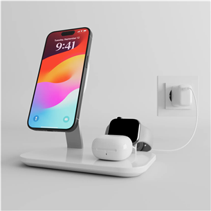 Puro Mag Station 3-in-1 Desk Stand, MagSafe, Qi2, balta - Įkrovimo stotelė