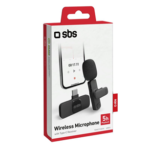 SBS Wireless Microphone, USB-C, juodas - Belaidis mikrofonas