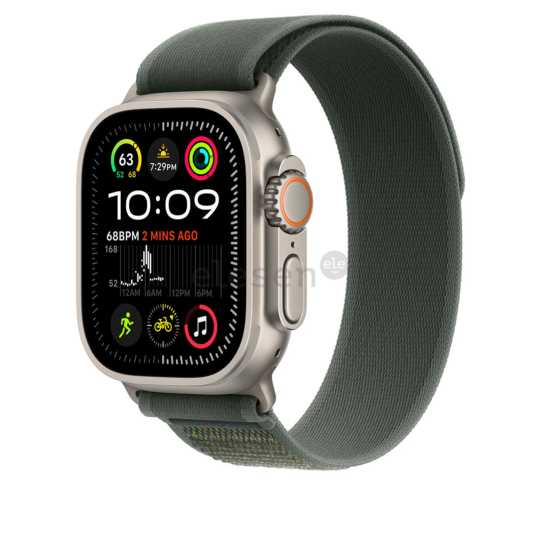 Apple Trail Loop, 49 mm, M/L, natural titanium, green - Watch band
