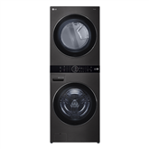 LG, 12 kg + 10 kg, depth 66 cm, 1400 rpm, black - Washing machine + Dryer
