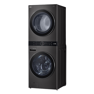 Skalbimo mašina + Džiovyklė  LG, 12 kg + 10 kg, gylis 66 cm, 1400aps/min, juoda   Prekė-WT1210BBF.APBQPMR