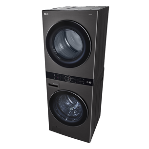 Skalbimo mašina + Džiovyklė  LG, 12 kg + 10 kg, gylis 66 cm, 1400aps/min, juoda   Prekė-WT1210BBF.APBQPMR