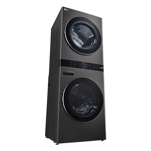 Skalbimo mašina + Džiovyklė  LG, 12 kg + 10 kg, gylis 66 cm, 1400aps/min, juoda   Prekė-WT1210BBF.APBQPMR