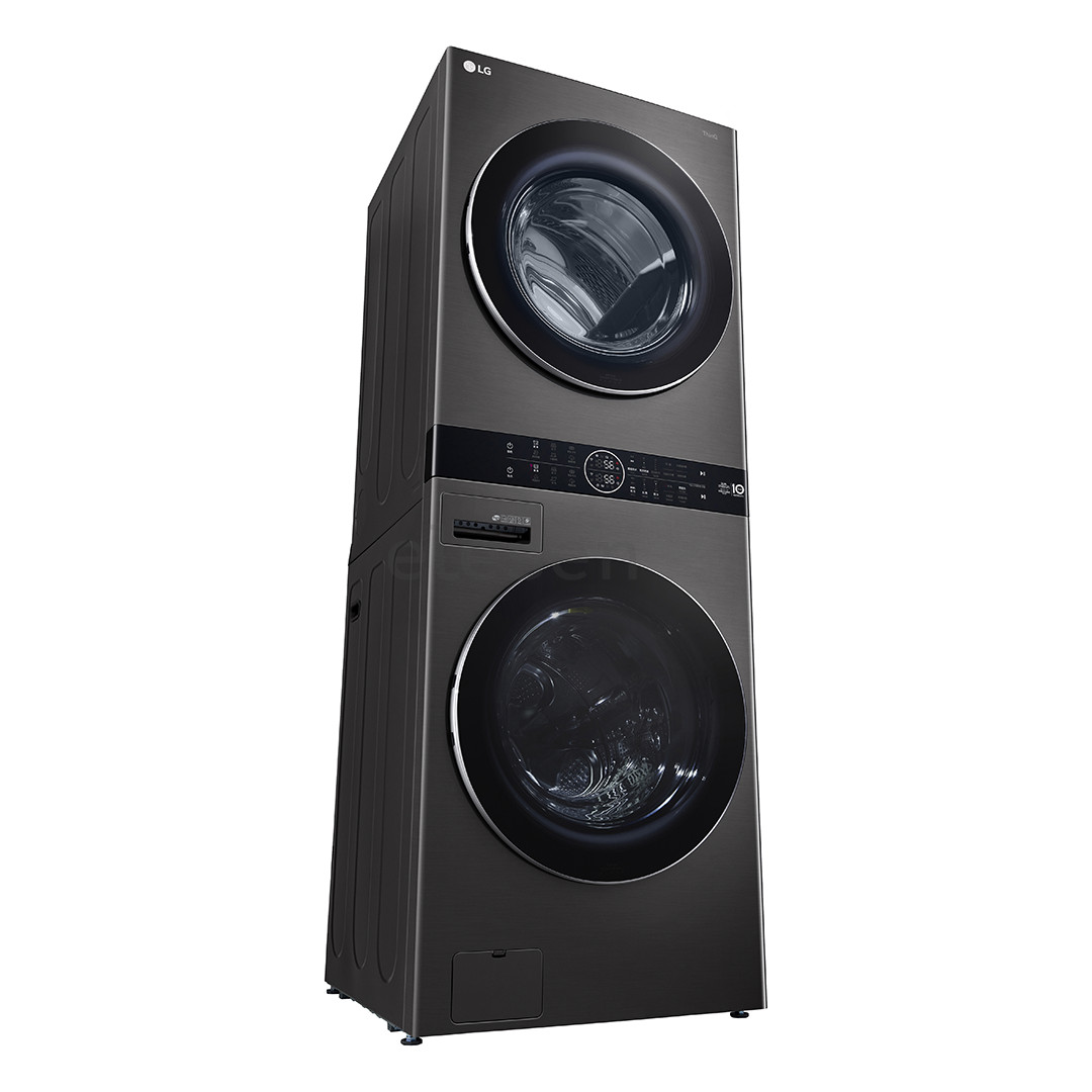 LG, 12 kg + 10 kg, depth 66 cm, 1400 rpm, black - Washing machine + Dryer
