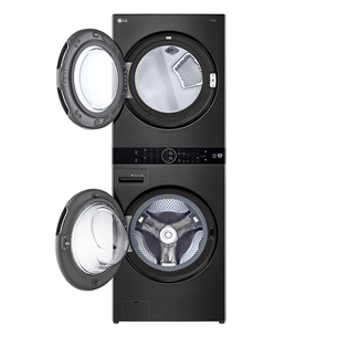 Skalbimo mašina + Džiovyklė  LG, 12 kg + 10 kg, gylis 66 cm, 1400aps/min, juoda   Prekė-WT1210BBF.APBQPMR