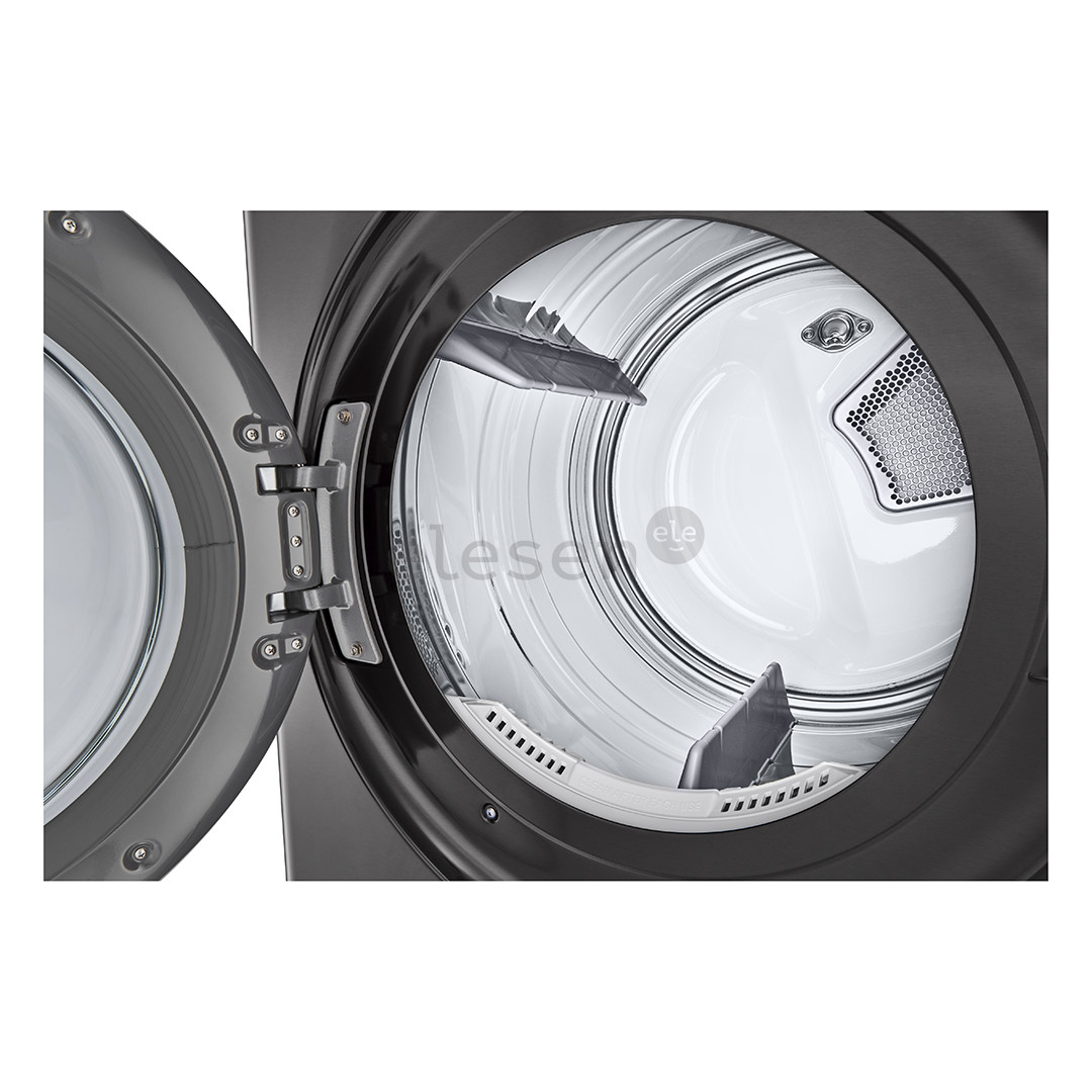 LG, 12 kg + 10 kg, depth 66 cm, 1400 rpm, black - Washing machine + Dryer