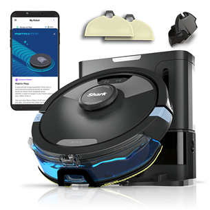 Shark Matrix Plus, Wet & Dry, juodas – Dulkių siurblys robotas su savaime išsituštinančiu pagrindu