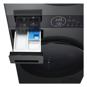 Skalbimo mašina + Džiovyklė  LG, 12 kg + 10 kg, gylis 66 cm, 1400aps/min, juoda   Prekė-WT1210BBF.APBQPMR