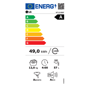 Skalbimo mašina + Džiovyklė  LG, 12 kg + 10 kg, gylis 66 cm, 1400aps/min, juoda   Prekė-WT1210BBF.APBQPMR