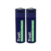 Trust USB-C rechargeable AA batteries, 2 vnt. - Įkraunamos baterijos