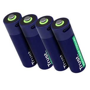Įkraunamos baterijos Trust USB-C rechargeable AA batteries, 4 vnt.   Prekė–25631