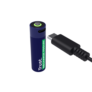 Įkraunamos baterijos Trust USB-C rechargeable AA batteries, 4 vnt.   Prekė–25631