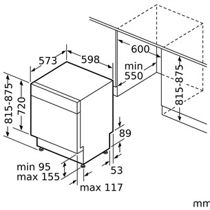 Bosch, Series 4, 13 komplektų talpa - Įmontuojama indaplovė