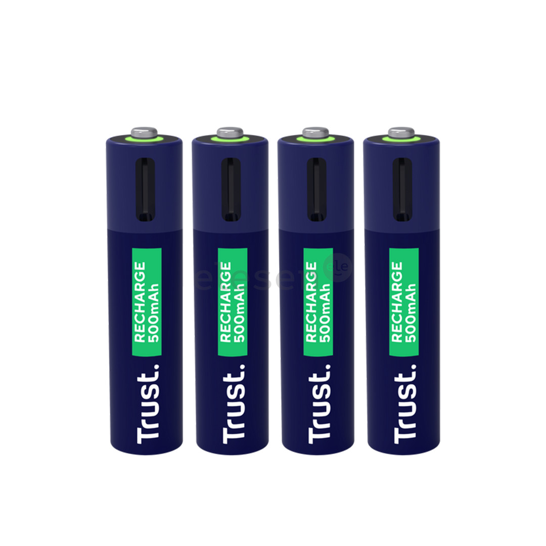 Trust USB-C rechargeable AAA batteries, 4 vnt. - Įkraunamos baterijos
