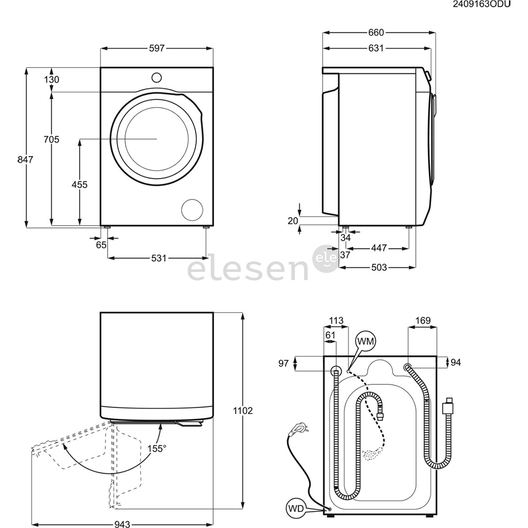 Electrolux 800 UltraCare AutoDose, 10 kg, gylis 63.6 cm, 1400 rpm - Skalbimo mašina   Prekė-EW8F5417ACE