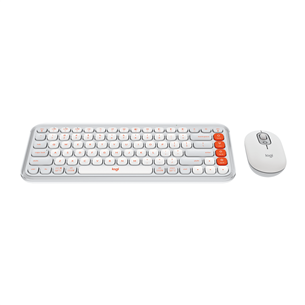 Logitech POP Icon Combo, US, balta/oranžinė - Klaviatūra ir pelė