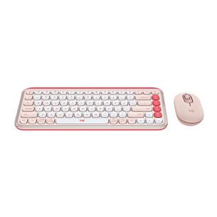 Logitech POP Icon Combo, US, rožinė/balta - Klaviatūra ir pelė