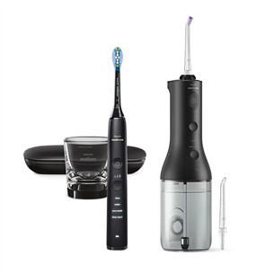 Philips Sonicare Cordless Power Flosser, juodas - Irigatorius + elektrinis dantų šepetėlis HX3886/43