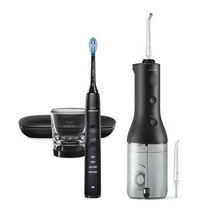 Philips Sonicare Cordless Power Flosser, juodas - Irigatorius + elektrinis dantų šepetėlis HX3886/43
