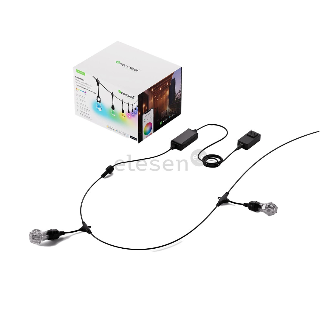 Nanoleaf Matter Smart Outdoor String Lights Starter Kit, 15 m, RGB, juoda - LED girlianda