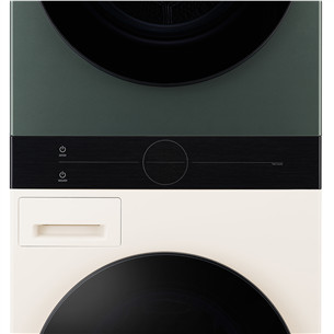 LG, 12 kg + 10 kg, depth 66 cm, 1400 rpm, beige/green - Washing machine + Dryer