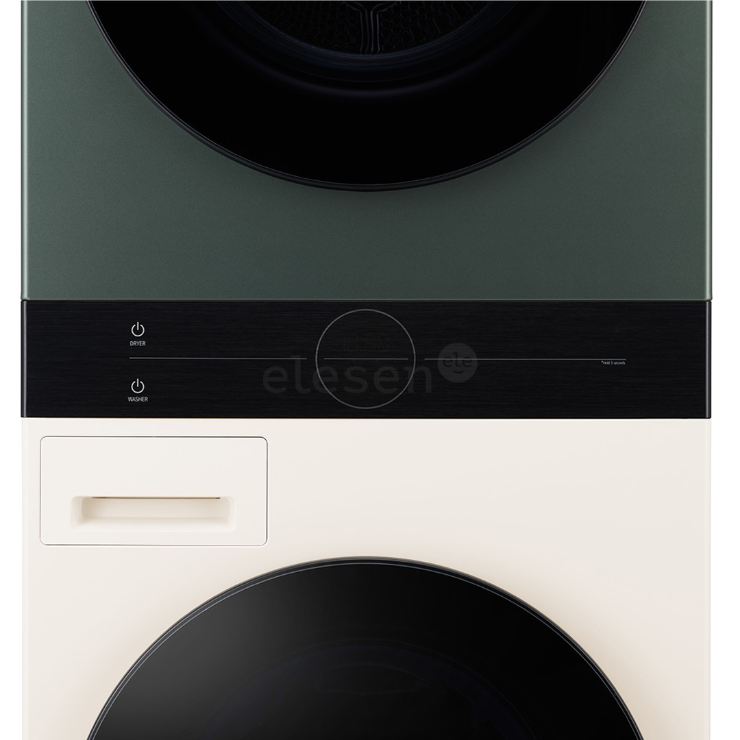 LG, 12 kg + 10 kg, depth 66 cm, 1400 rpm, beige/green - Washing machine + Dryer