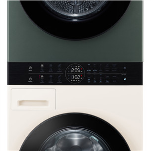 LG, 12 kg + 10 kg, depth 66 cm, 1400 rpm, beige/green - Washing machine + Dryer