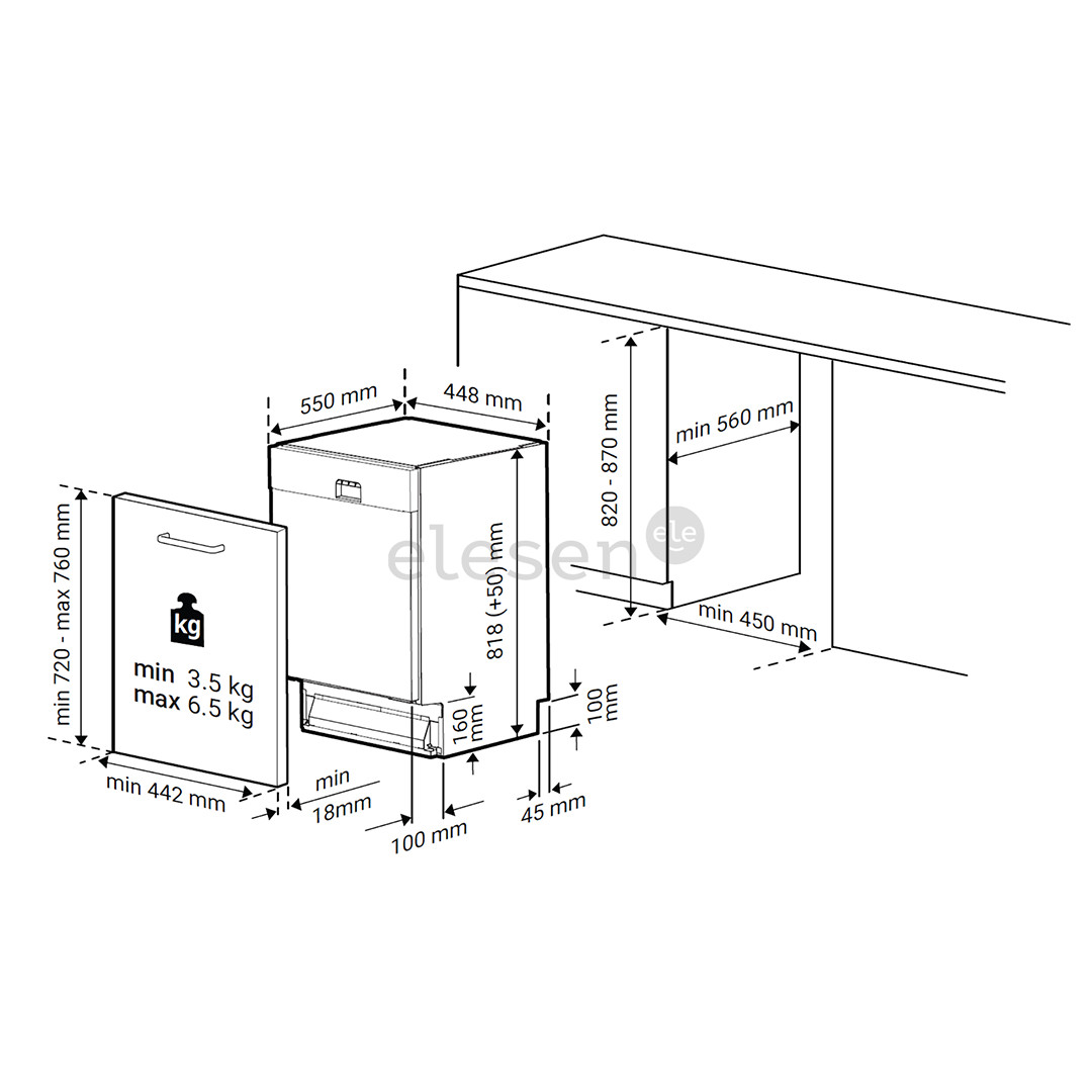 Beko, 10 place settings - Built-in dishwasher