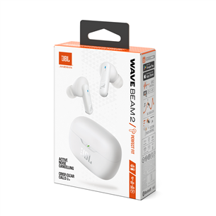 JBL Wave Beam 2, baltos - Belaidės ausinės