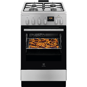 Electrolux Steambake, 58 L, plotis 50 cm, nerūdijančio plieno - Dujinė viryklė su elektrine orkaite LKK560228X