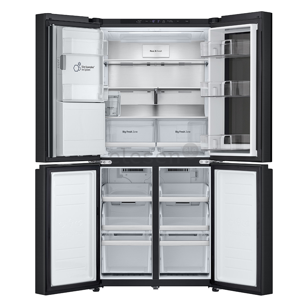 LG, NoFrost, Instaview, 508 л, высота 179 см, черный - SBS-холодильник